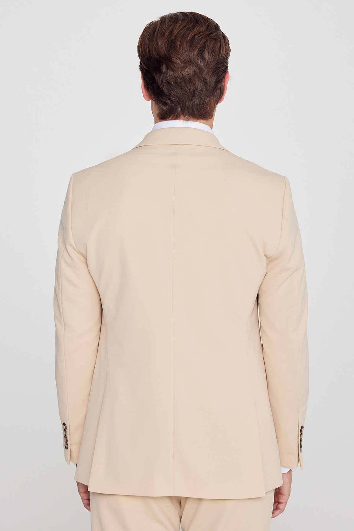 AC&Co / Altınyıldız Classics Erkek Bej Slim Fit Dar Kesim Mono Yaka Beli Bağlamalı Kapak Cepli Esnek Takım Elbise görsel 7