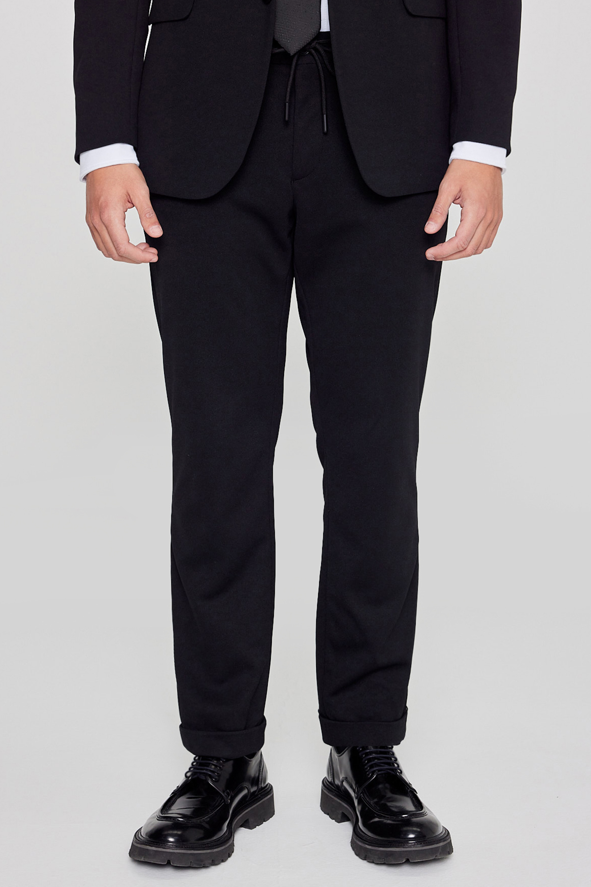 AC&Co / Altınyıldız Classics Erkek Siyah Slim Fit Dar Kesim Mono Yaka Beli Bağlamalı Kapak Cepli Esnek Takım Elbise görsel 7