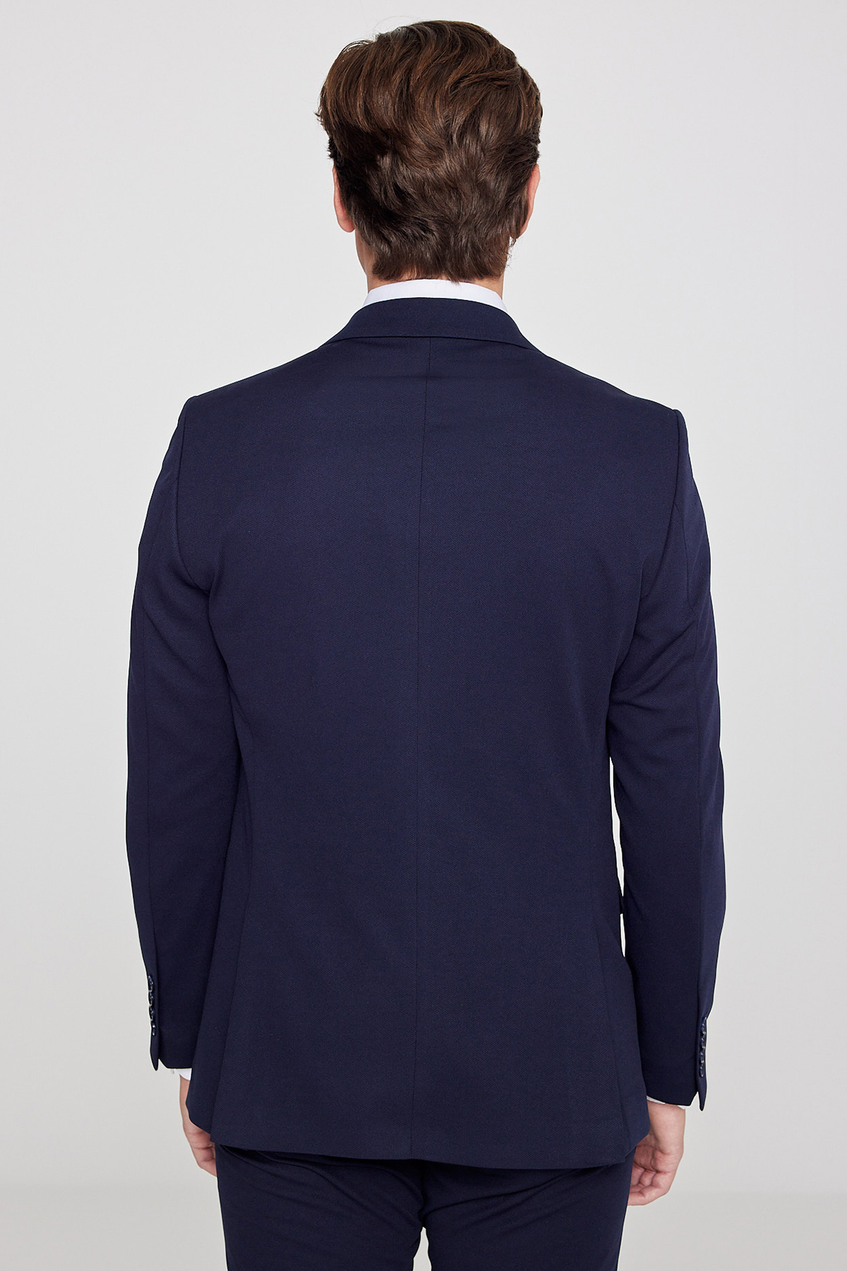 AC&Co / Altınyıldız Classics Erkek Lacivert Slim Fit Dar Kesim Mono Yaka Beli Bağlamalı Kapak Cepli Esnek Takım Elbise görsel 8