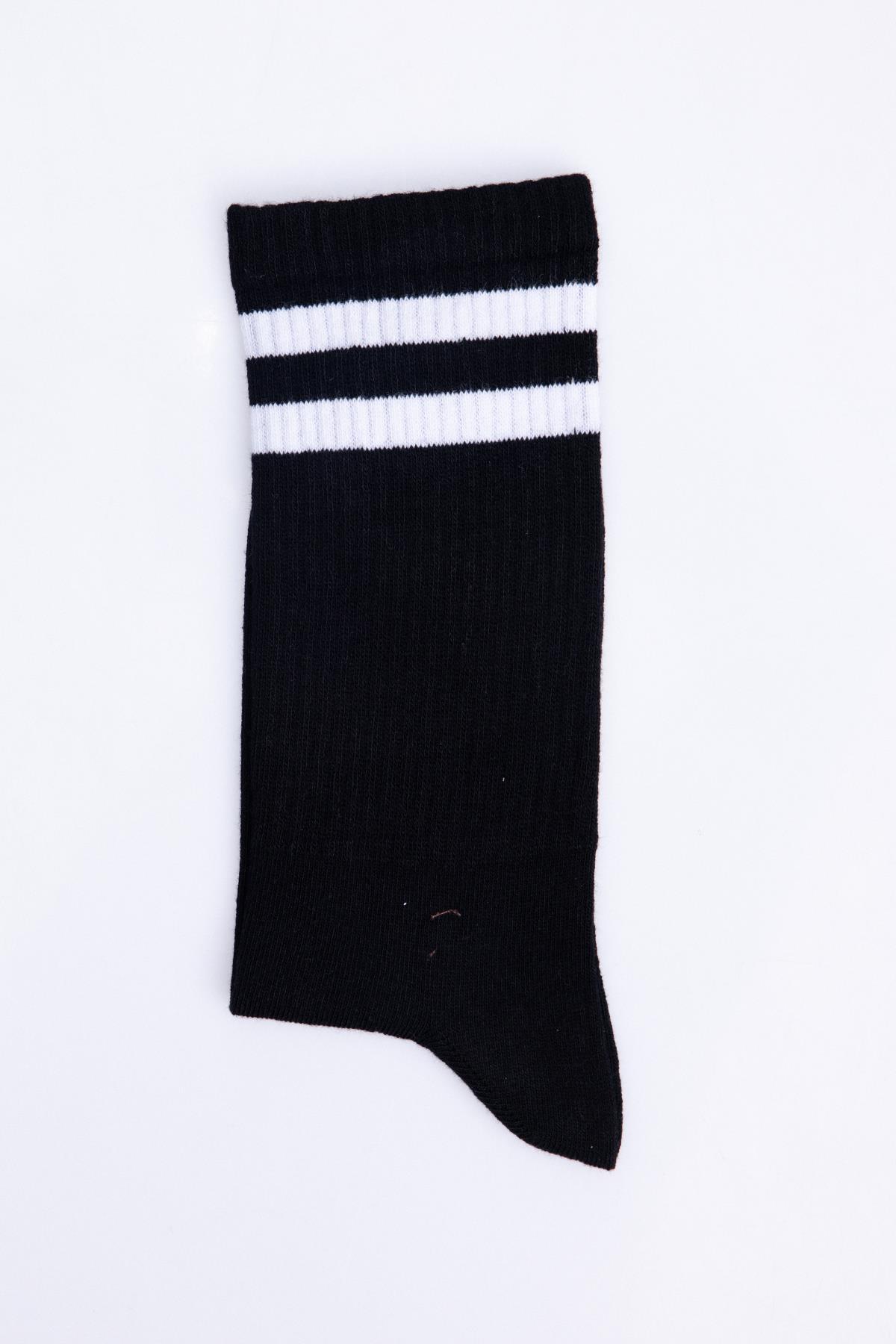 TUDORS Unisex Çizgili Siyah Kolej Tenis Çorabı