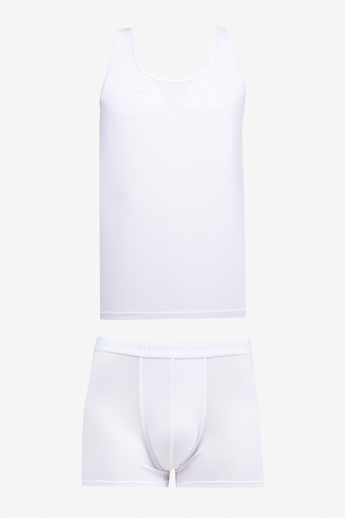 AC&Co / Altınyıldız Classics Erkek Beyaz Standart Fit Normal Kesim Modal Esnek Boxer-Atlet Takımı