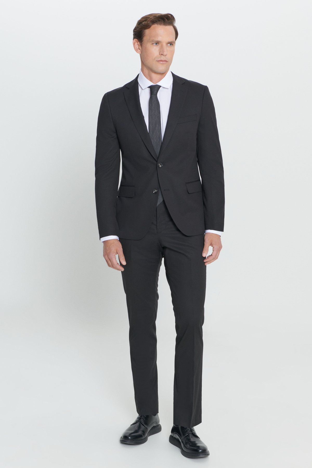 AC&Co / Altınyıldız Classics Erkek Siyah Slim Fit Dar Kesim Mono Yaka Takım Elbise görsel 2