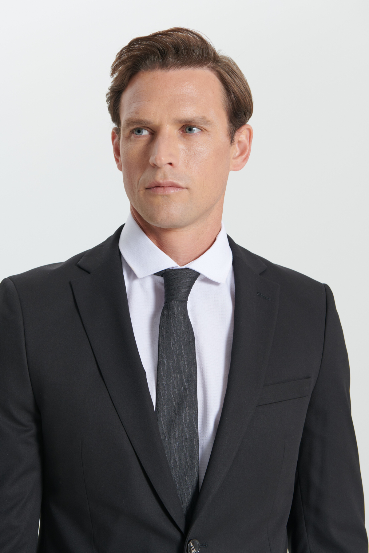 AC&Co / Altınyıldız Classics Erkek Siyah Slim Fit Dar Kesim Mono Yaka Takım Elbise görsel 6