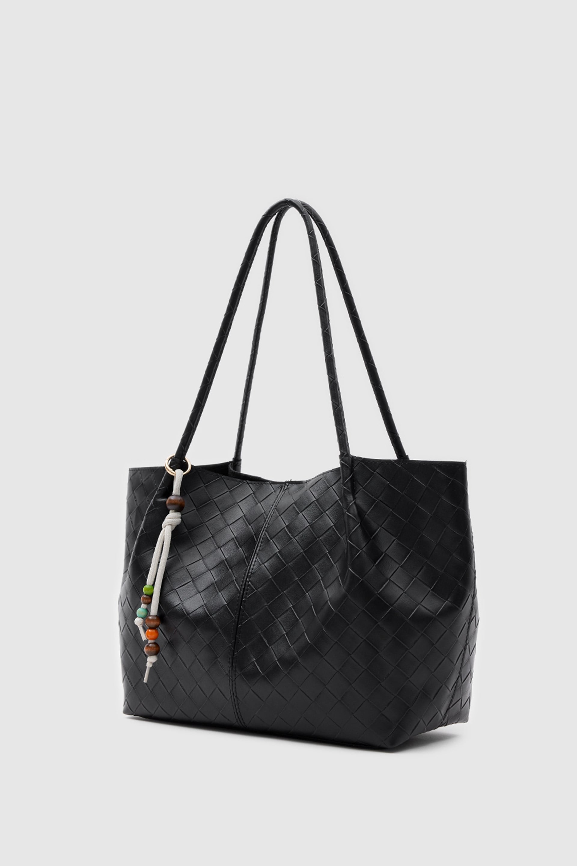 Shulebags Miura Charm Detaylı Örgü Omuz Siyah görsel 2