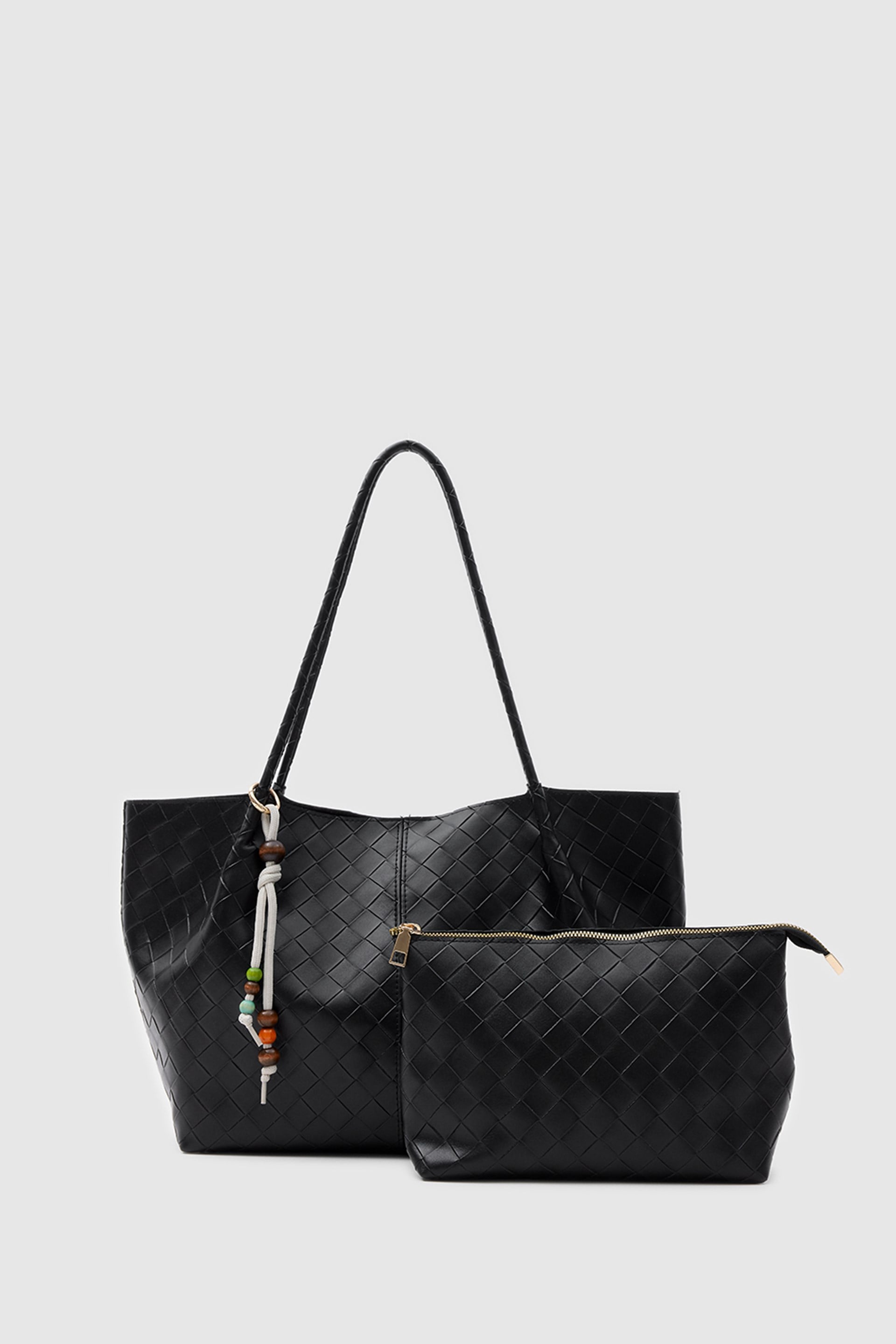 Shulebags Miura Charm Detaylı Örgü Omuz Siyah görsel 3