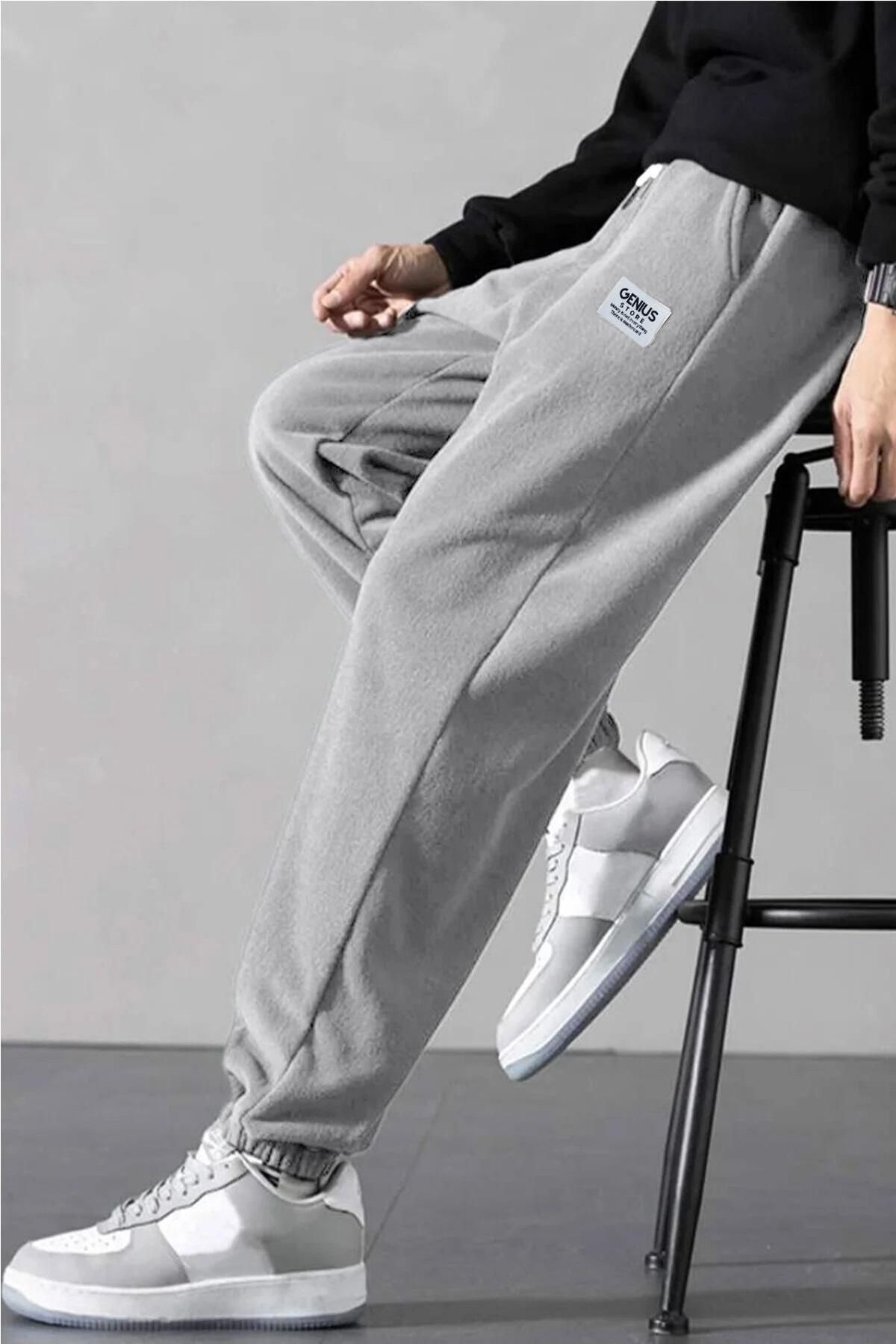 Genius Store Polar Kumaş Oversize Erkek Jogger Eşofman Altı