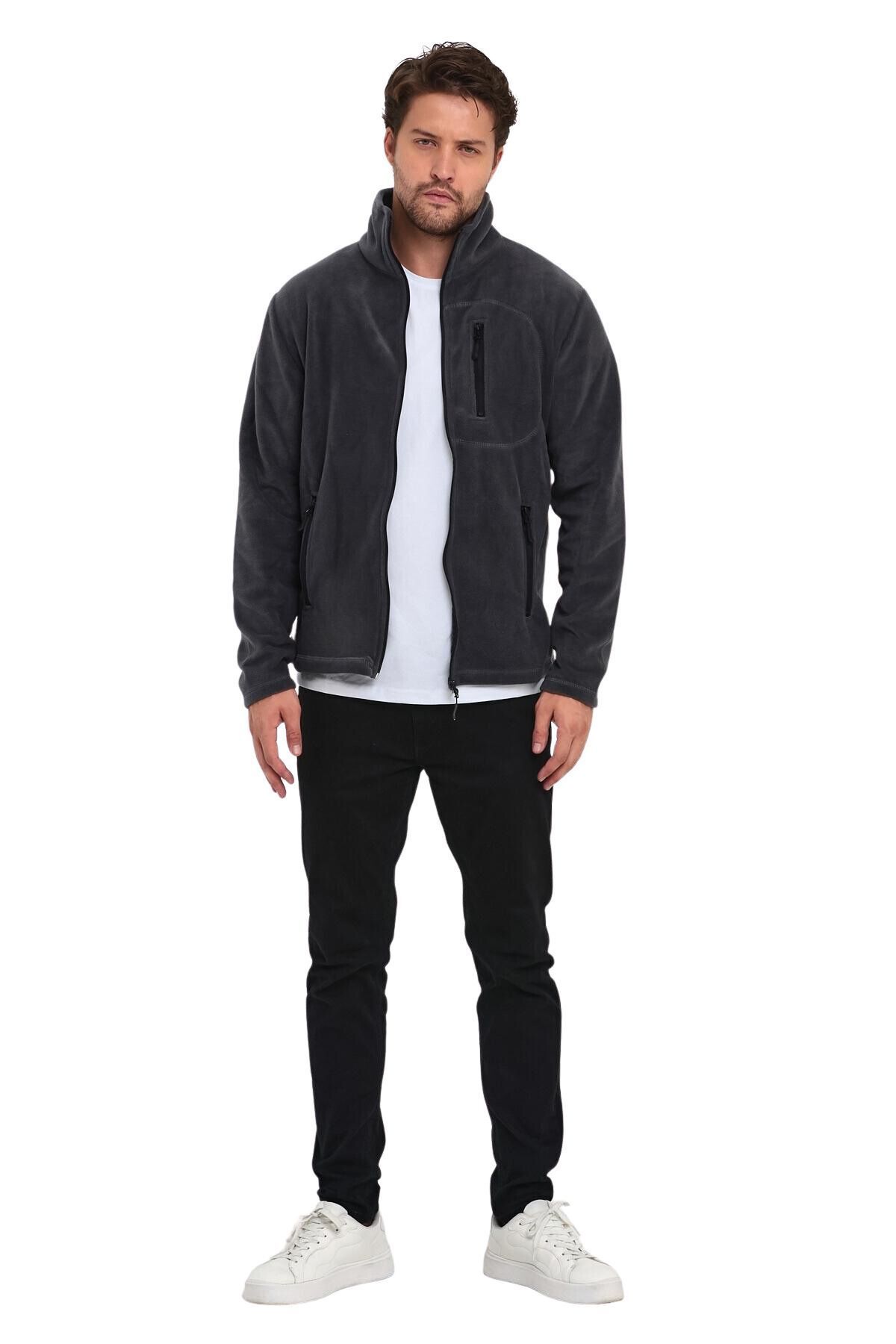 Genius Store 3 Cepli Outdoor Polar Erkek Fermuarlı Sweatshirt Hırka görsel 2