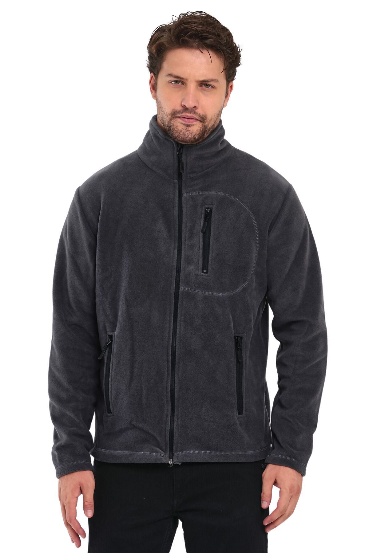 Genius Store 3 Cepli Outdoor Polar Erkek Fermuarlı Sweatshirt Hırka görsel 3