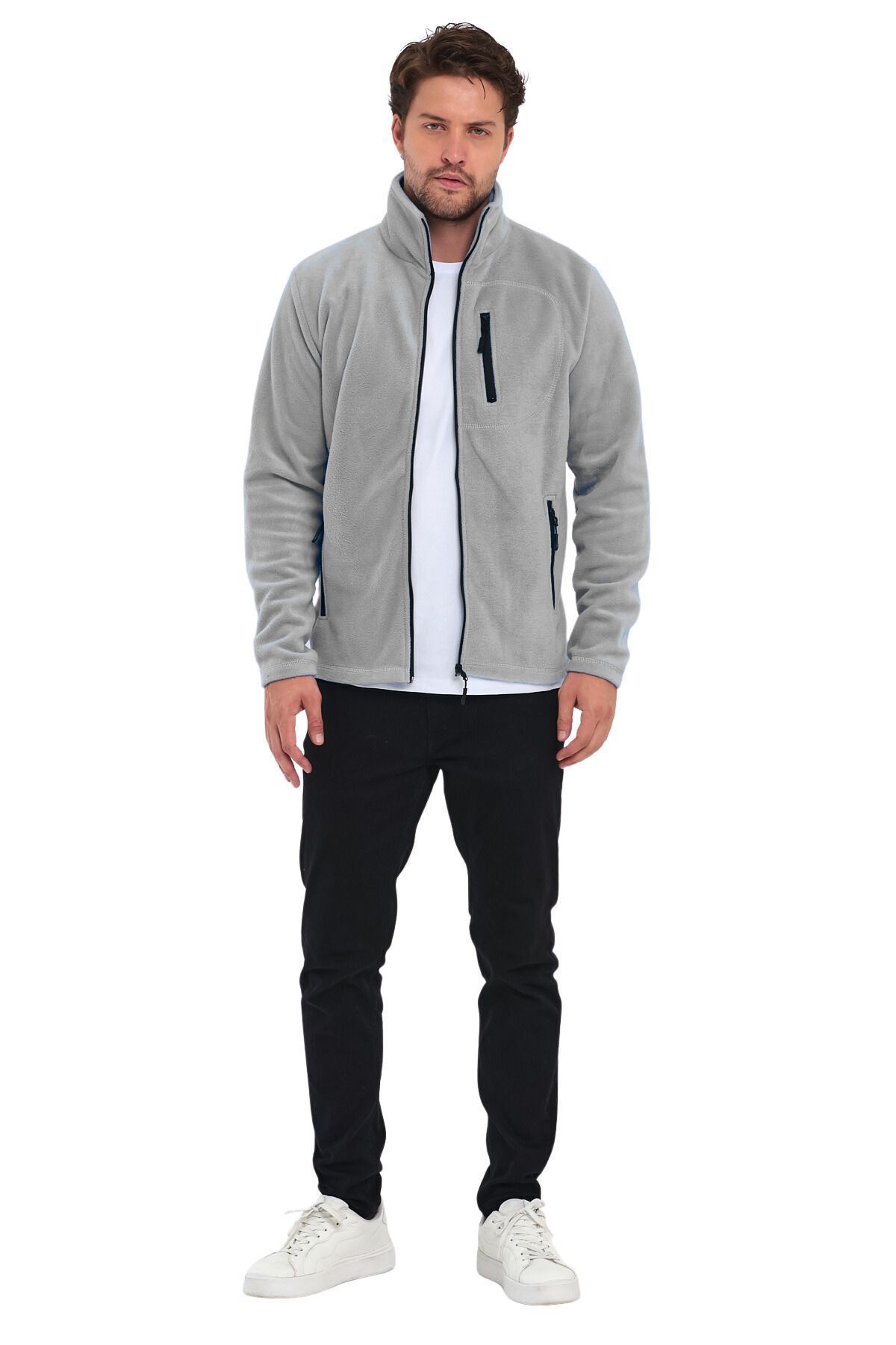 Genius Store 3 Cepli Outdoor Polar Erkek Fermuarlı Sweatshirt Hırka görsel 3