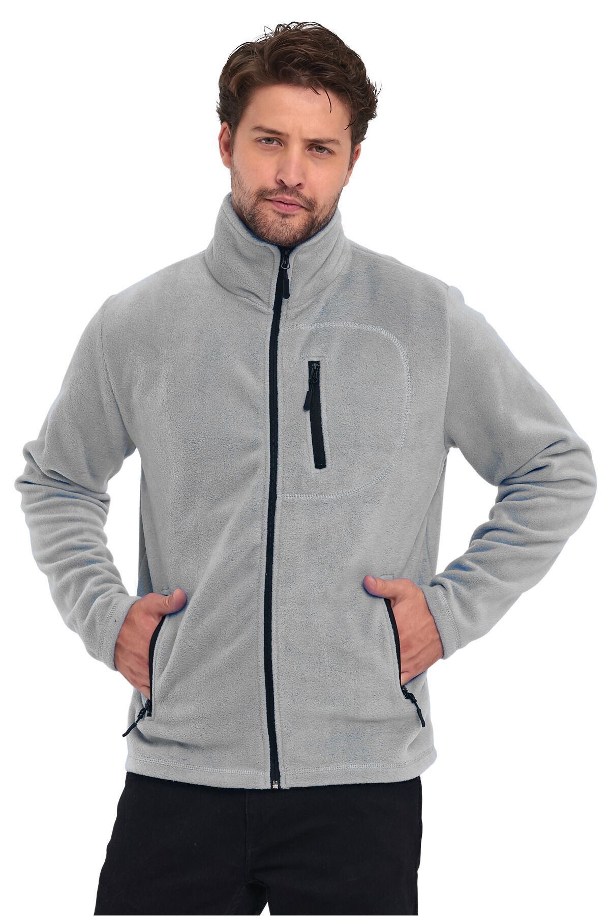 Genius Store 3 Cepli Outdoor Polar Erkek Fermuarlı Sweatshirt Hırka görsel 4