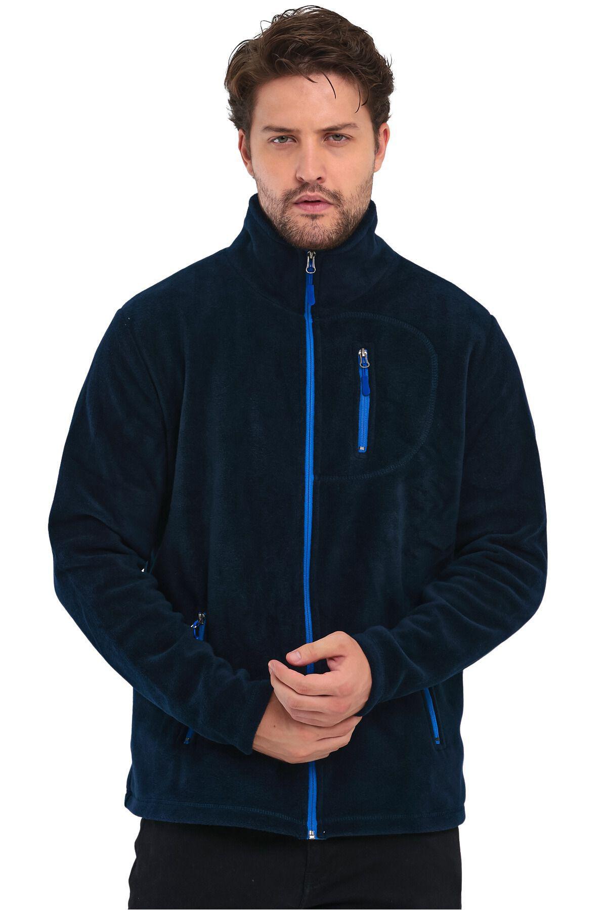 Genius Store 3 Cepli Outdoor Polar Erkek Fermuarlı Sweatshirt Hırka görsel 3