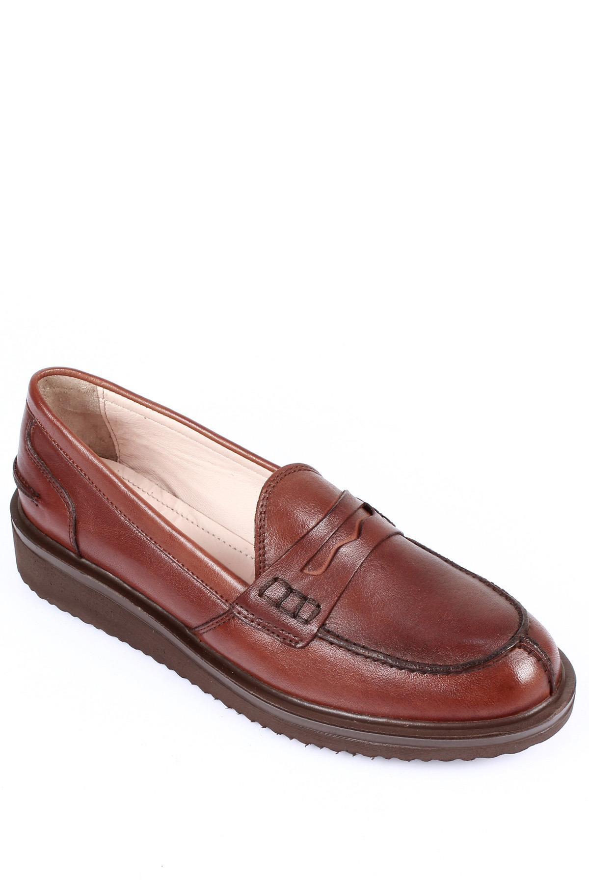 GÖNDERİ(R) Hakiki Deri Yuvarlak Burun Dolgu Taban Loafer Kadın Günlük Ayakkabı 24092 görsel 5
