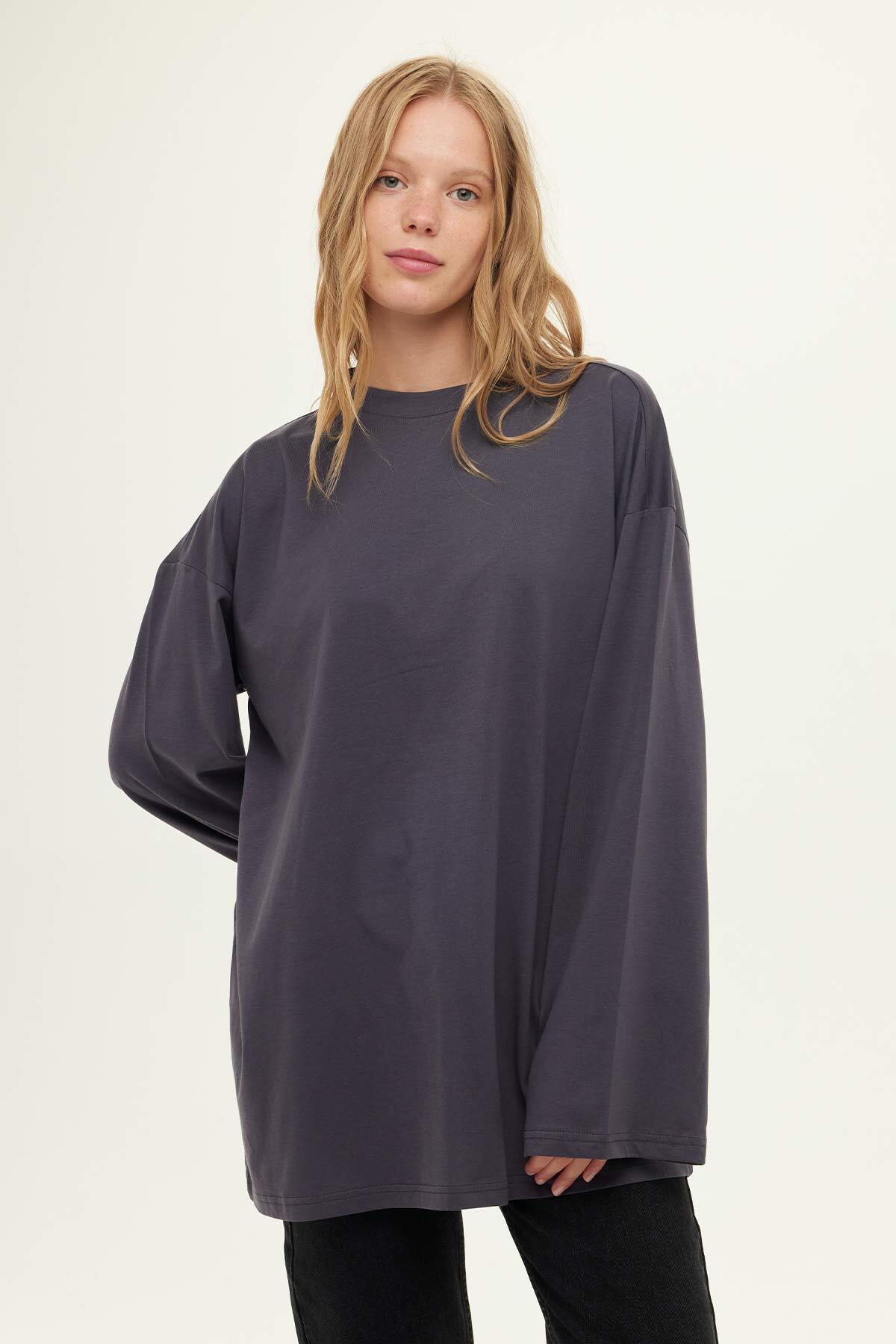 Manuka Geniş Kol Oversize Sweatshirt Antrasit