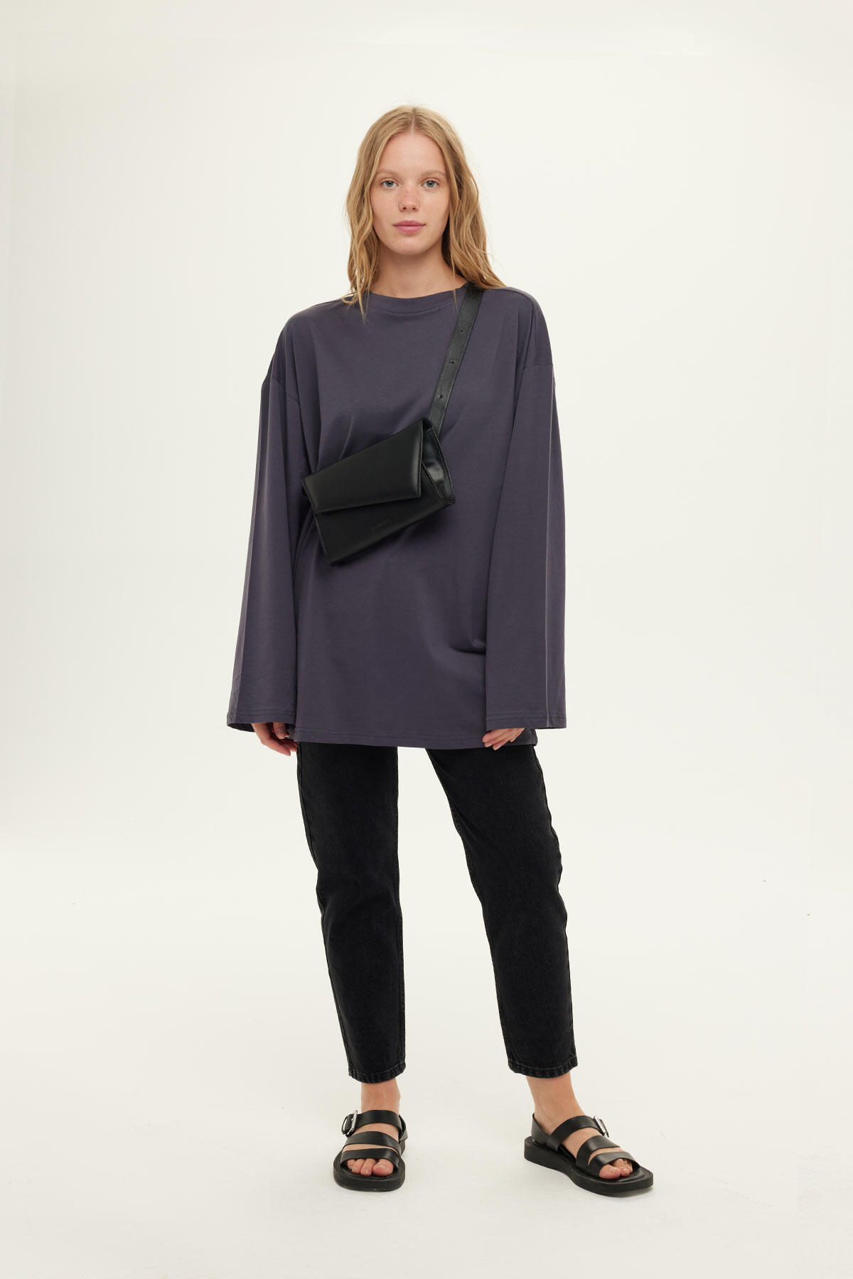 Manuka Geniş Kol Oversize Sweatshirt Antrasit görsel 2