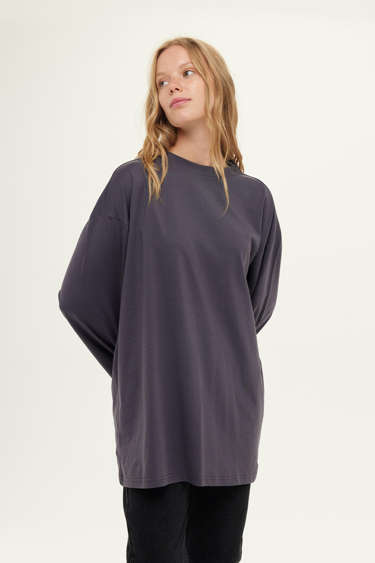 Manuka Geniş Kol Oversize Sweatshirt Antrasit görsel 3