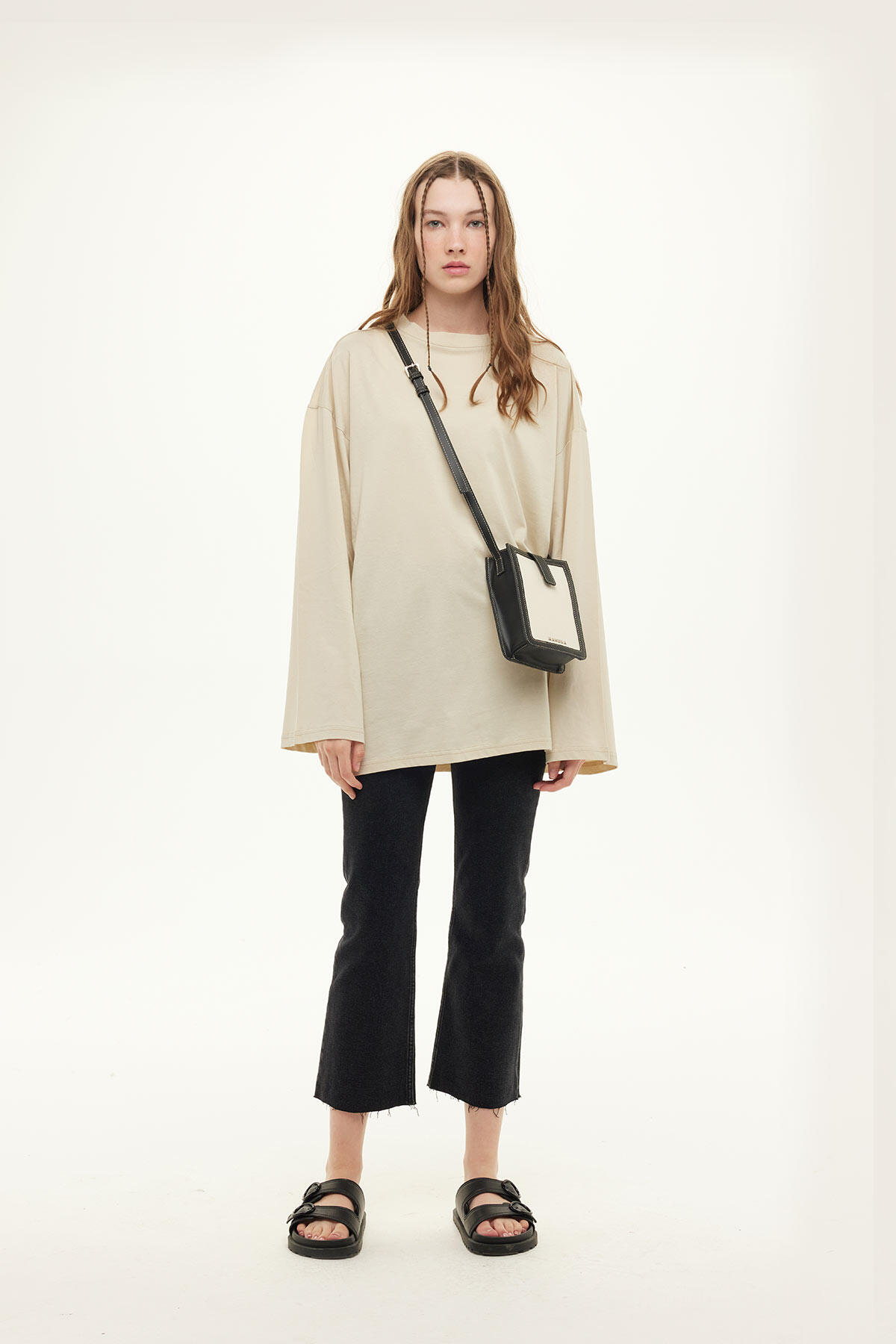 Manuka Geniş Kol Oversize Sweatshirt Bej görsel 2