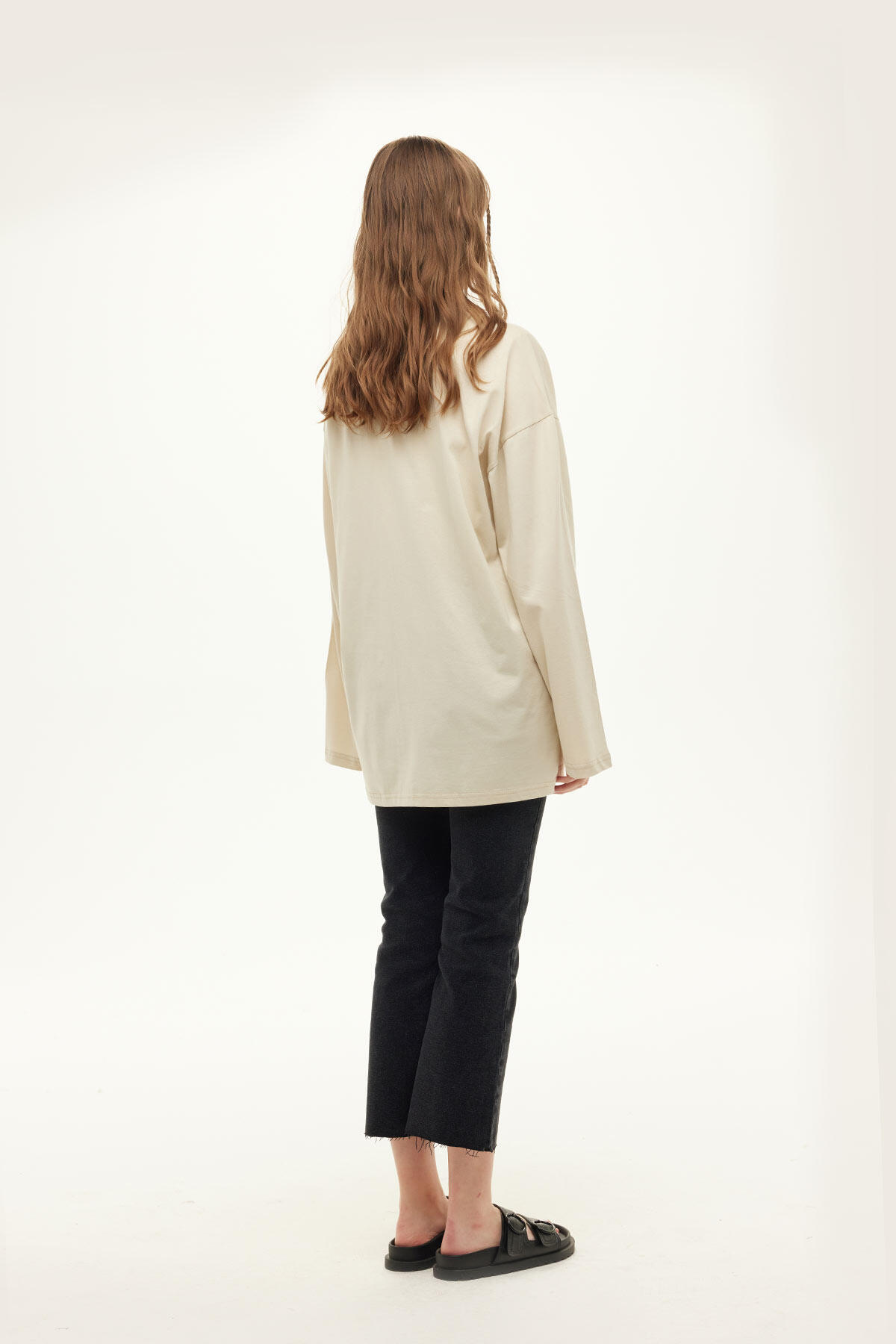 Manuka Geniş Kol Oversize Sweatshirt Bej görsel 4