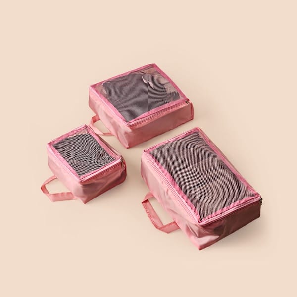 Simple Living 3'lü Valiz İçi Organizer Set - Pembe görsel 2