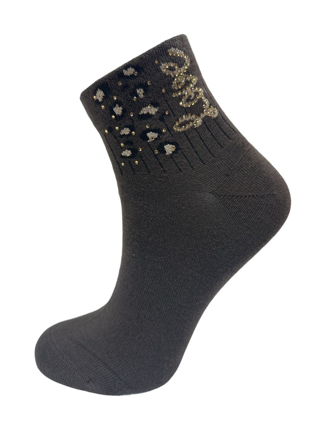Oglo Kadın 12’li Premium Soket Çorap Seti, Taş Detaylı Gold Leopard Love Serisi (12 Çift) görsel 6