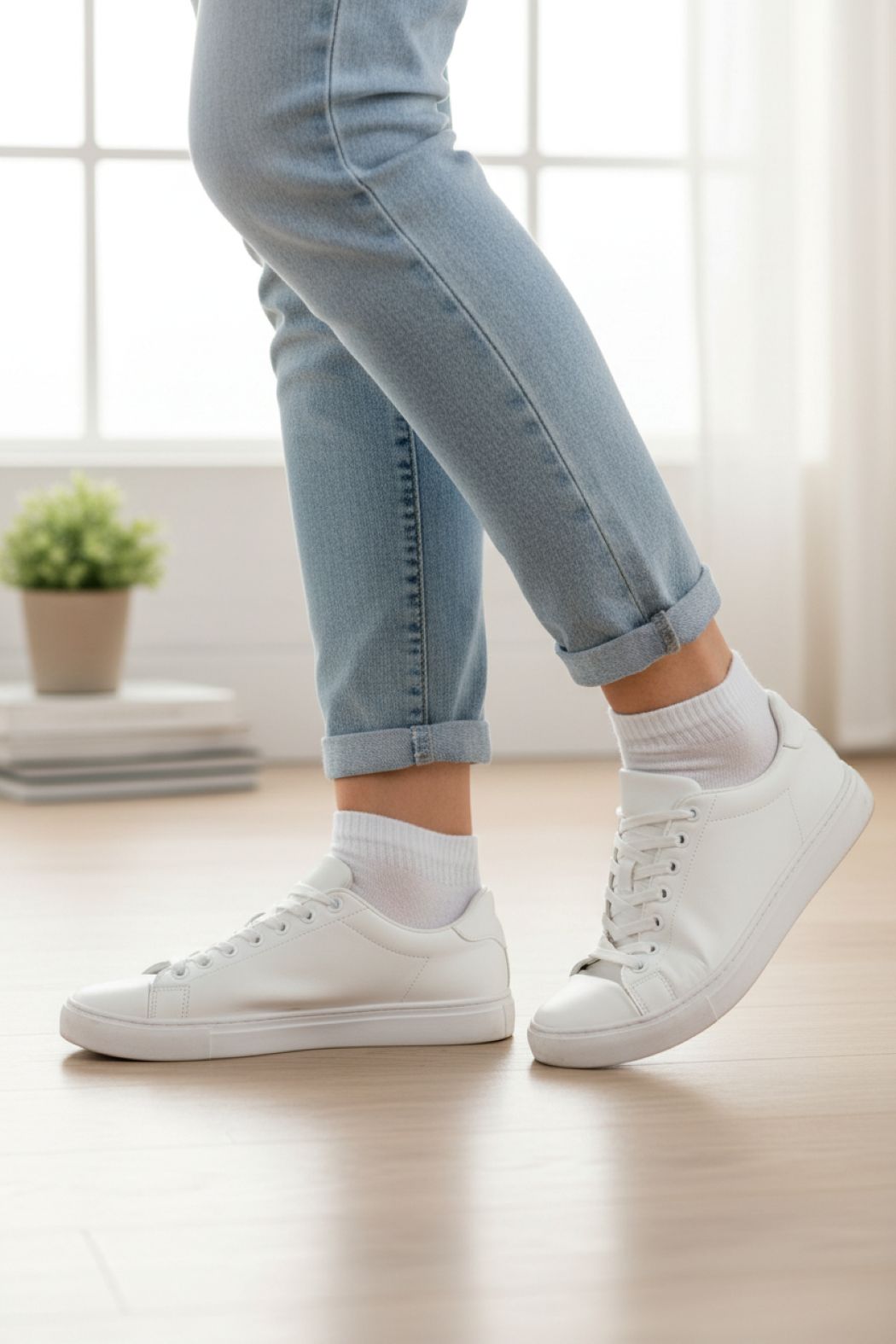 Oglo Beyaz Sneaker Model Çorap 6’lı Paket, Dikişsiz Burun, Topuk Burun Takviyeli, Pamuklu (6 Çift)
