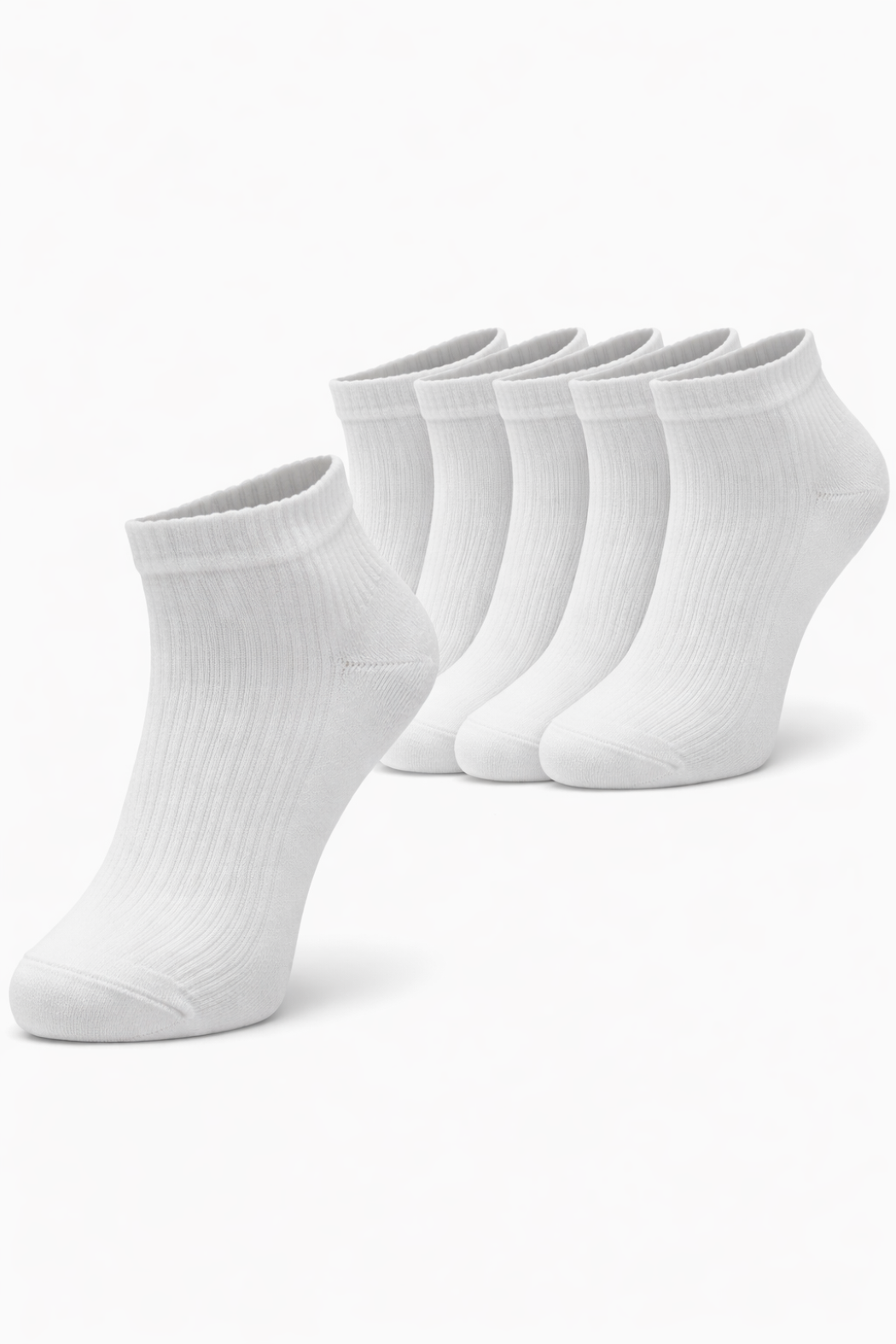 Oglo Beyaz Sneaker Model Çorap 6’lı Paket, Dikişsiz Burun, Topuk Burun Takviyeli, Pamuklu (6 Çift) görsel 3