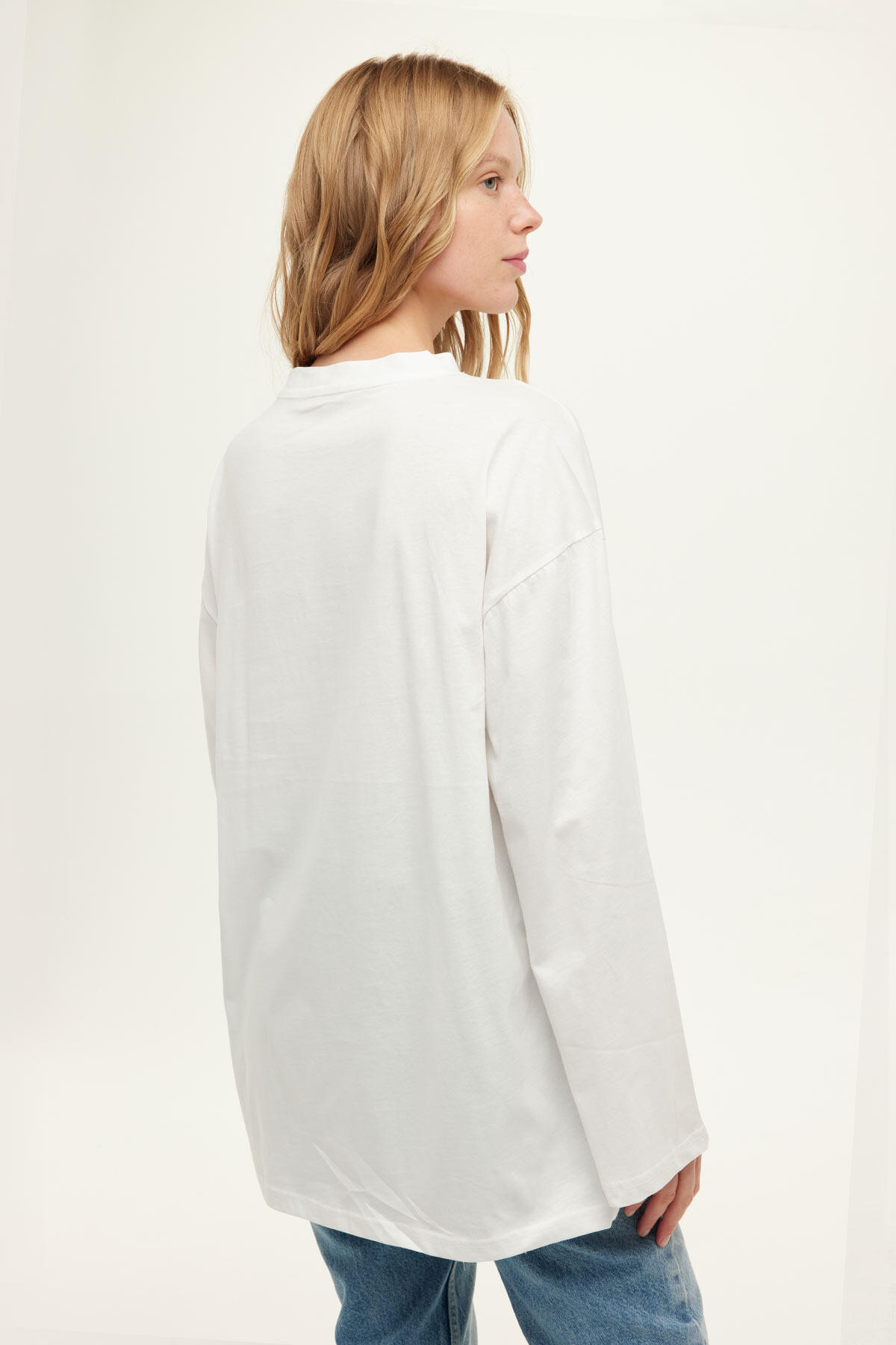 Manuka Geniş Kol Oversize Sweatshirt Ekru görsel 4