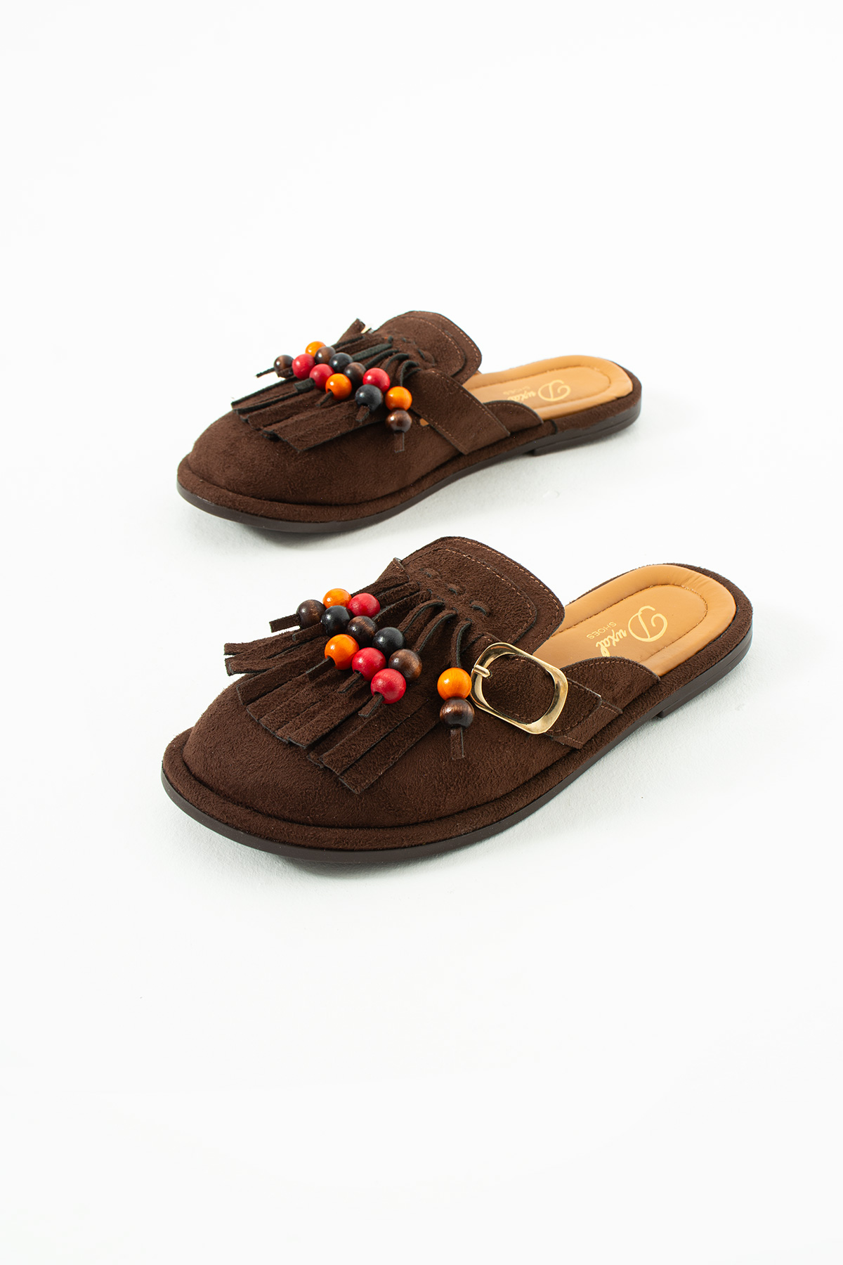 DUXAL SHOES Hazel Kadın Süet Püsküllü Boncuklu Tokalı Terlik Mulo görsel 4