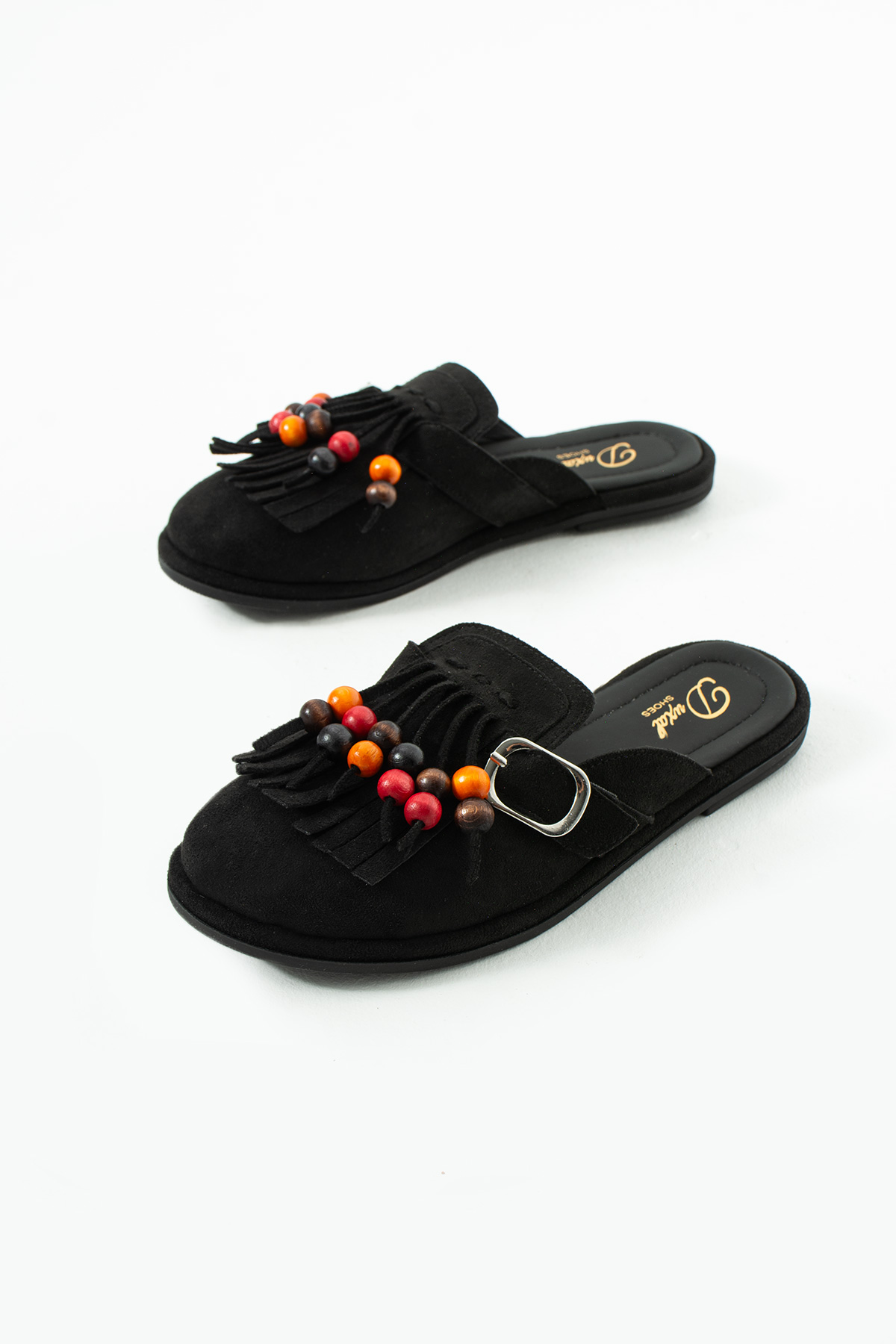 DUXAL SHOES Hazel Kadın Süet Püsküllü Boncuklu Tokalı Terlik Mulo görsel 3