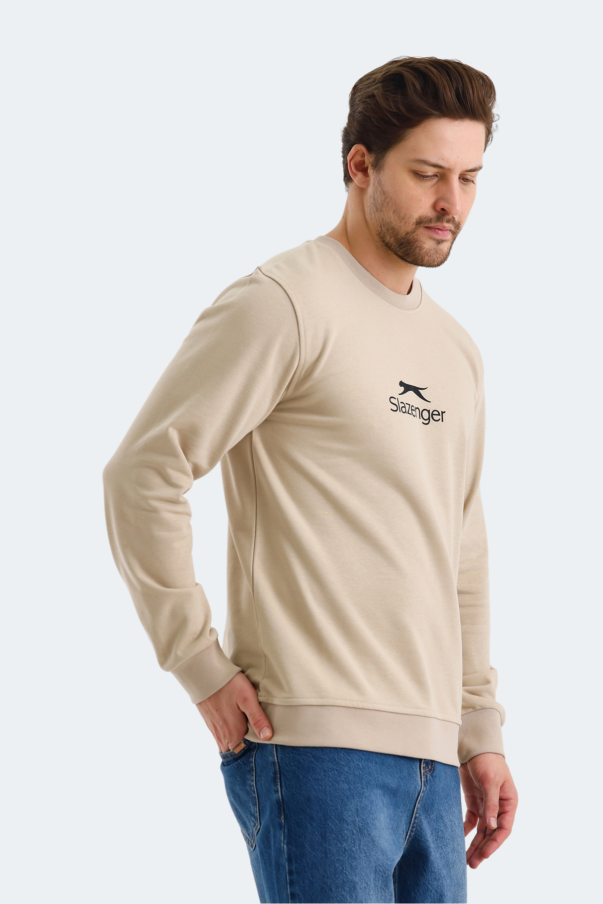SLAZENGER ORTWIN Erkek Sweatshirt Bej görsel 4