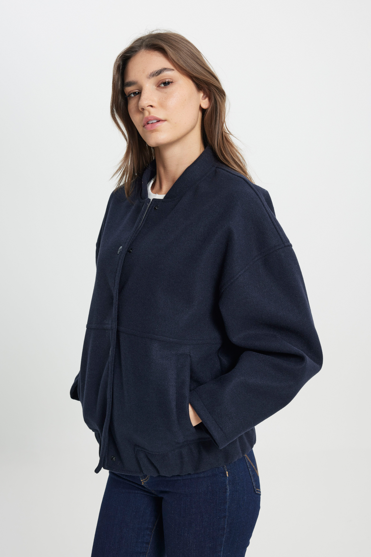 Wrangler Loose Fit Rahat Kesim Lacivert Bomber Ceket görsel 3