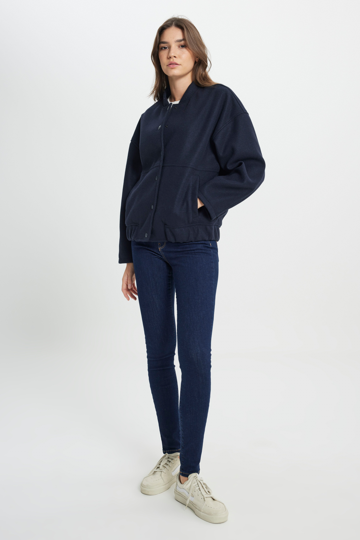 Wrangler Loose Fit Rahat Kesim Lacivert Bomber Ceket görsel 4