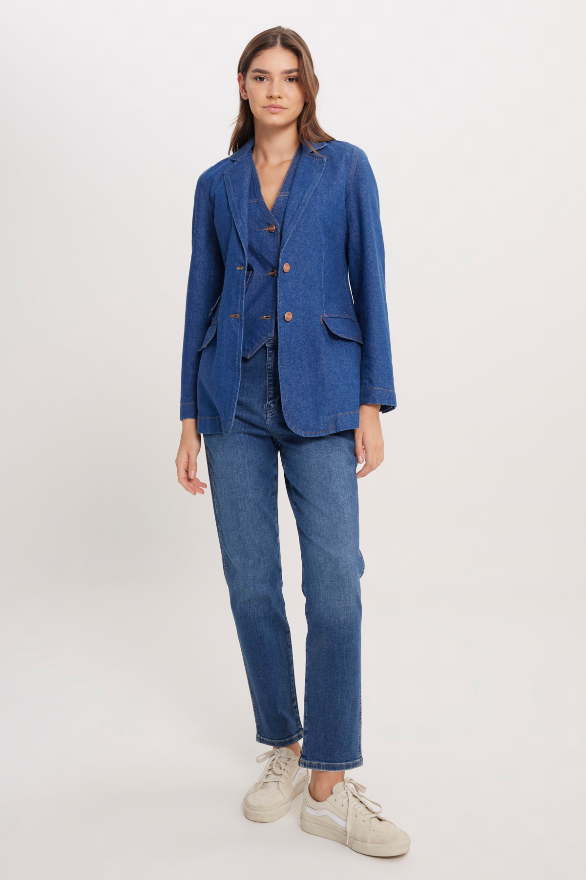 Wrangler Regular Fit %100 Pamuk Lacivert Jean Denim Ceket görsel 4