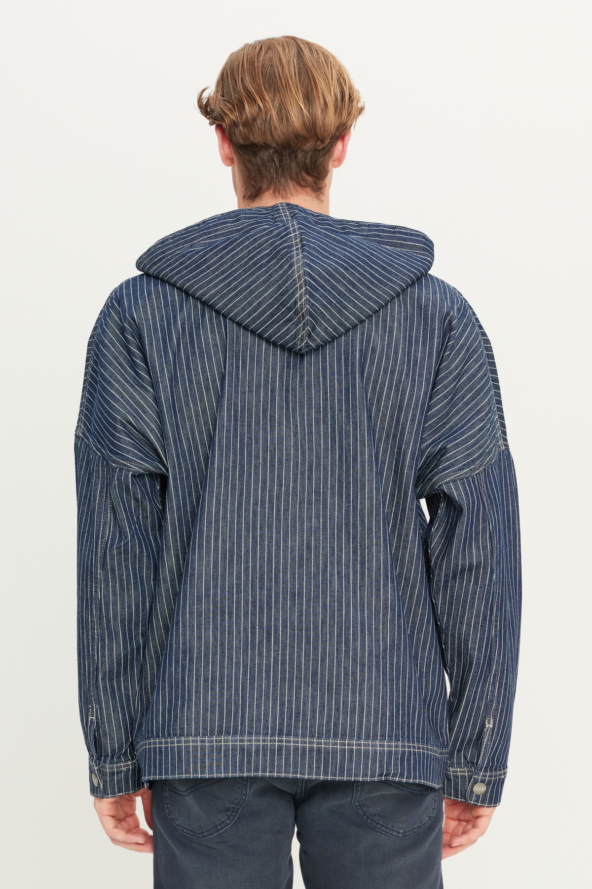 Lee %100 Pamuk Relaxed Fit Kapüşonlu Koyu Mavi Denim Jean Ceket görsel 6