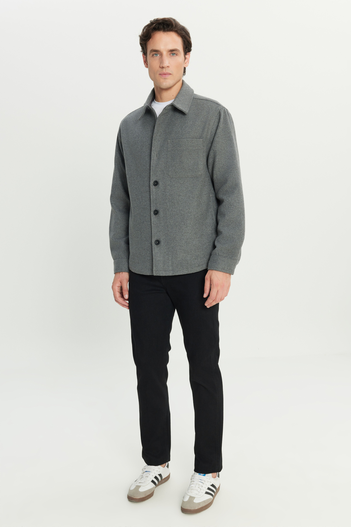 Wrangler Loose Fit Antrasit Melanj Gömlek Ceket görsel 3