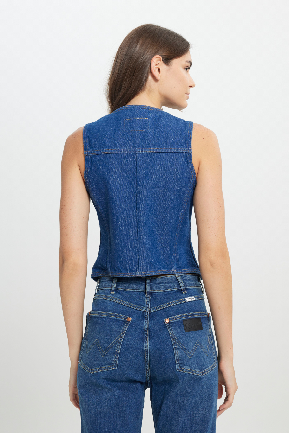 Wrangler Slim Fit Dar Kesim %100 Pamuk Lacivert Jean Denim Yelek görsel 7