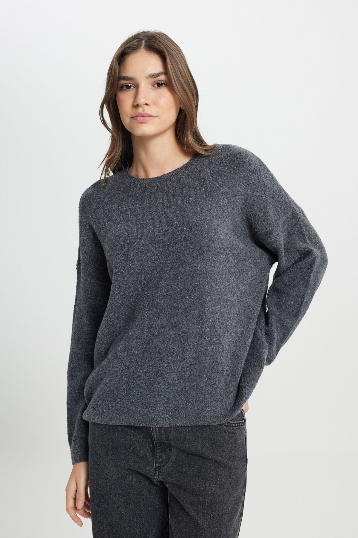 Wrangler Regular Fit Normal Kesim Antrasit Triko Hırka görsel 3