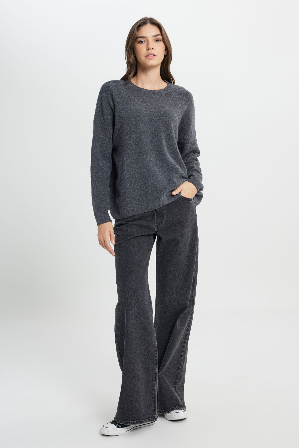 Wrangler Regular Fit Normal Kesim Antrasit Triko Hırka görsel 4