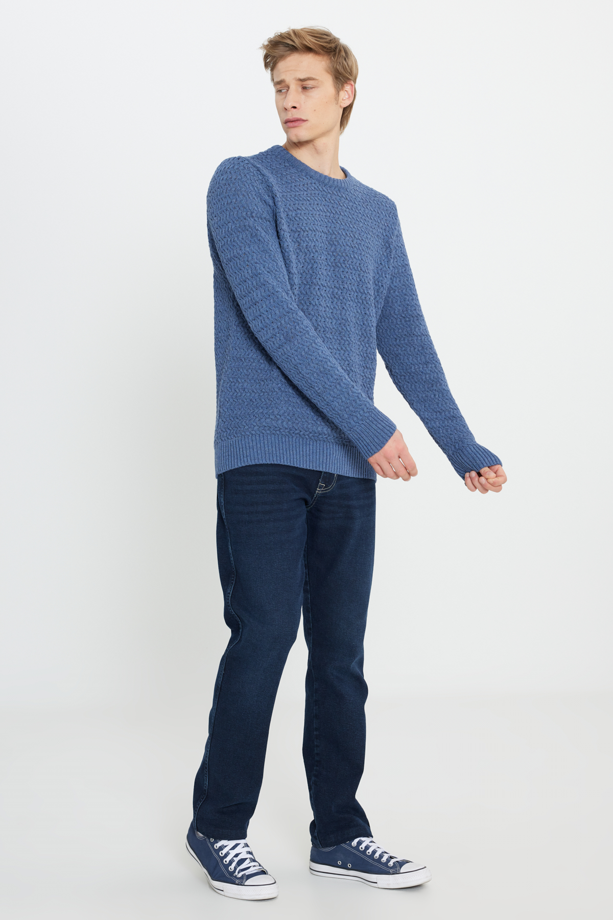 Wrangler Regular Fit Bisiklet Yaka Lacivert Triko görsel 3