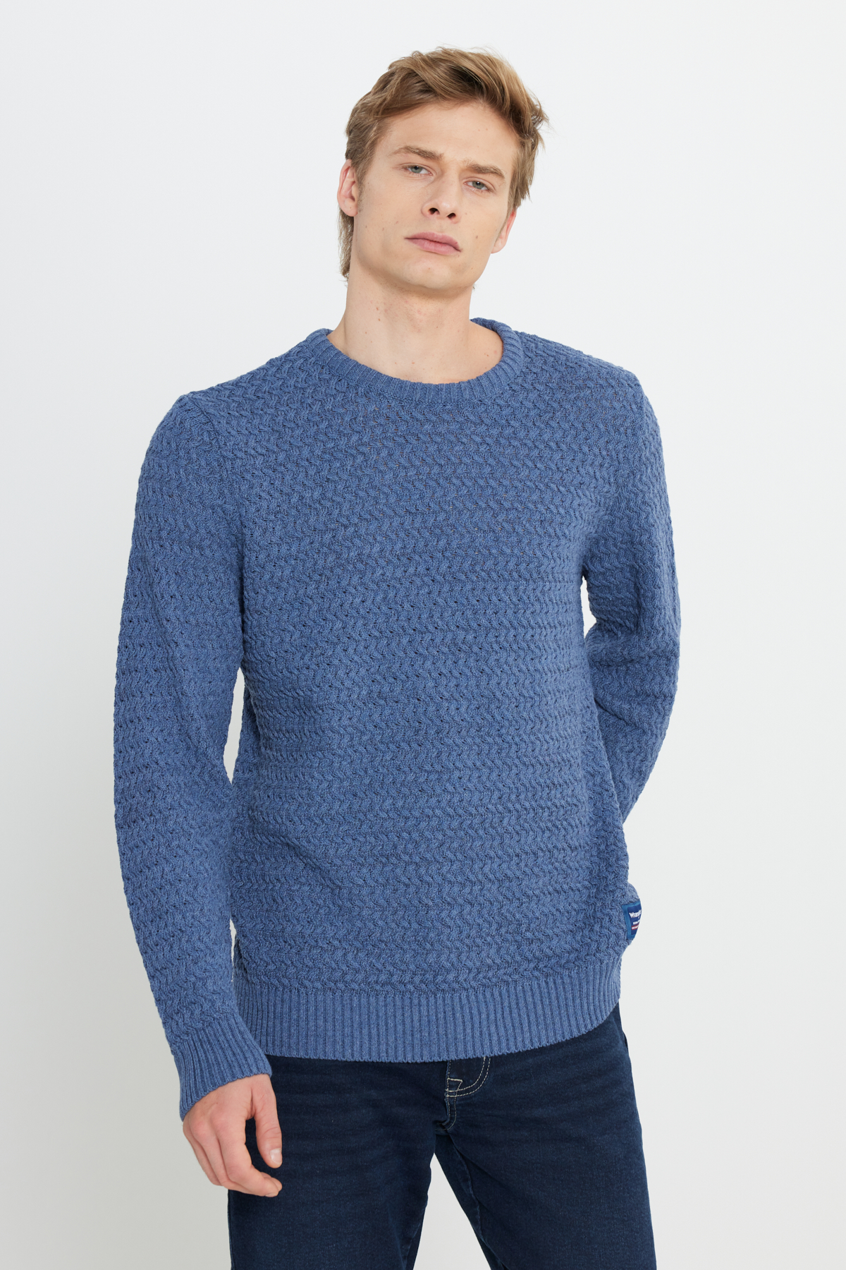 Wrangler Regular Fit Bisiklet Yaka Lacivert Triko görsel 2