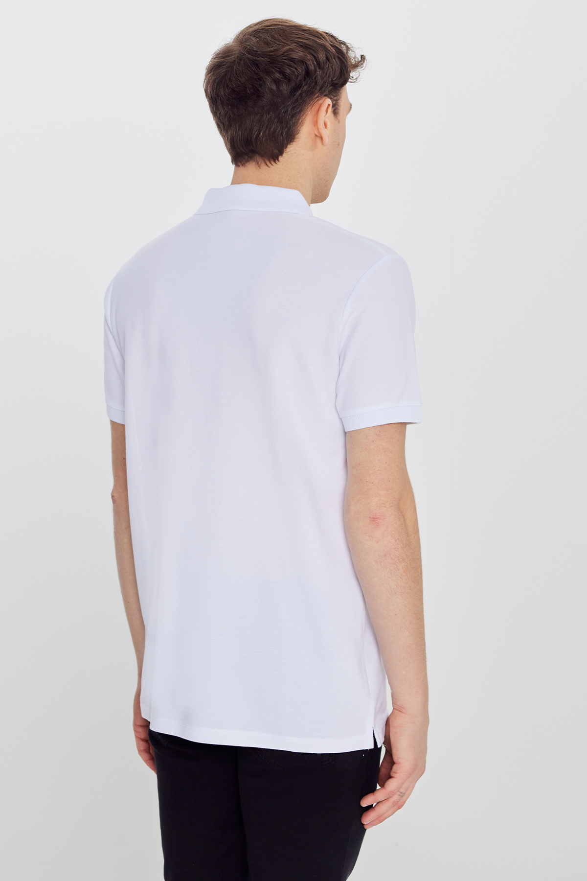 AC&Co / Altınyıldız Classics Erkek Beyaz Slim Fit Dar Kesim Polo Yaka %100 Pamuk Kısa Kollu Tişört görsel 8