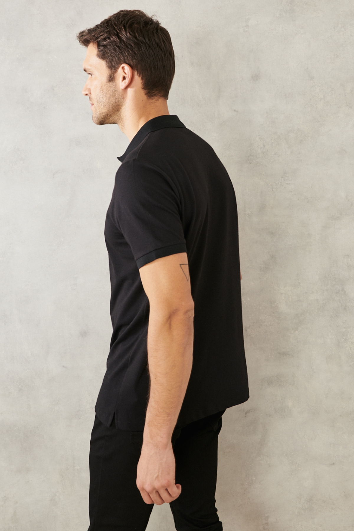 AC&Co / Altınyıldız Classics Erkek Siyah-Siyah Slim Fit Dar Kesim Kıvrılmaz Polo Yaka Kısa Kollu Tişört görsel 8