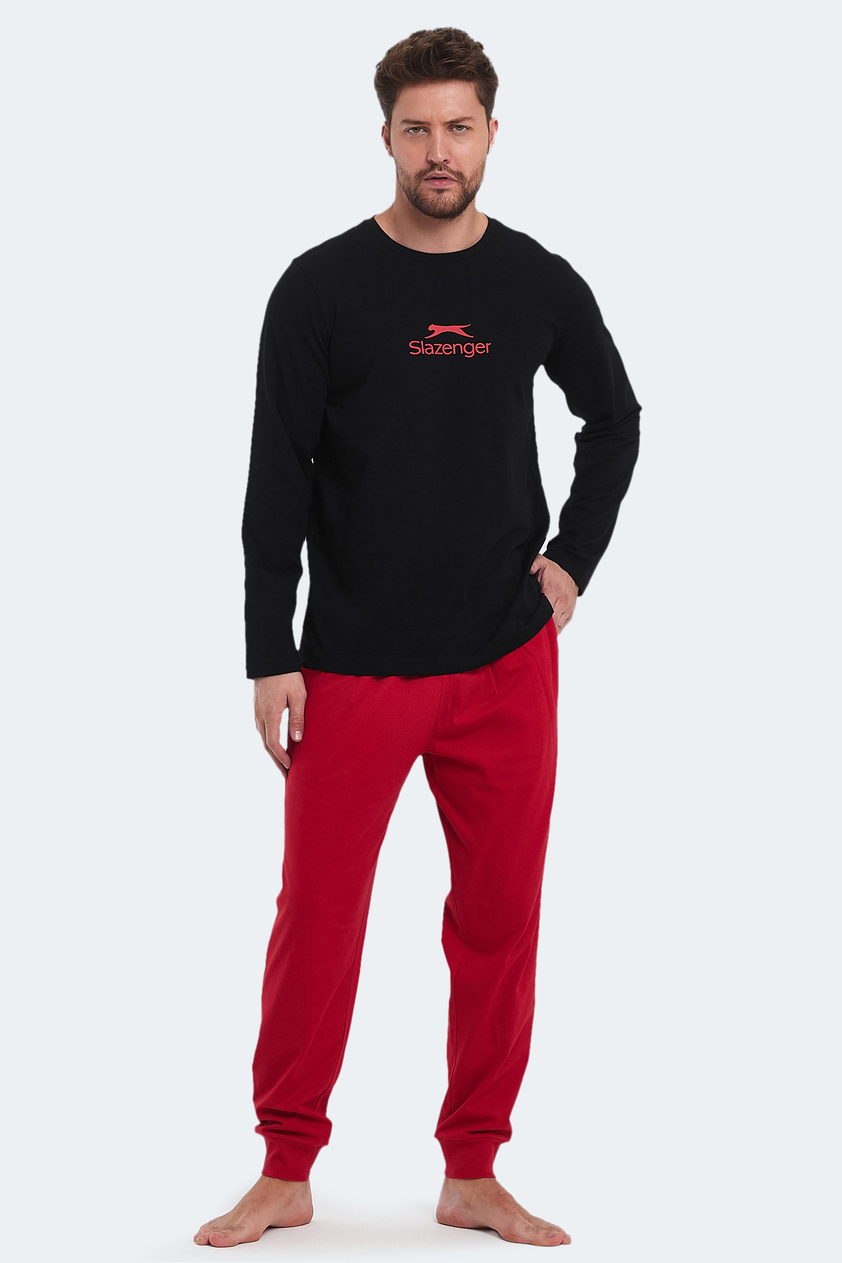 SLAZENGER PARTH IN Erkek Pamuklu Siyah Pijama