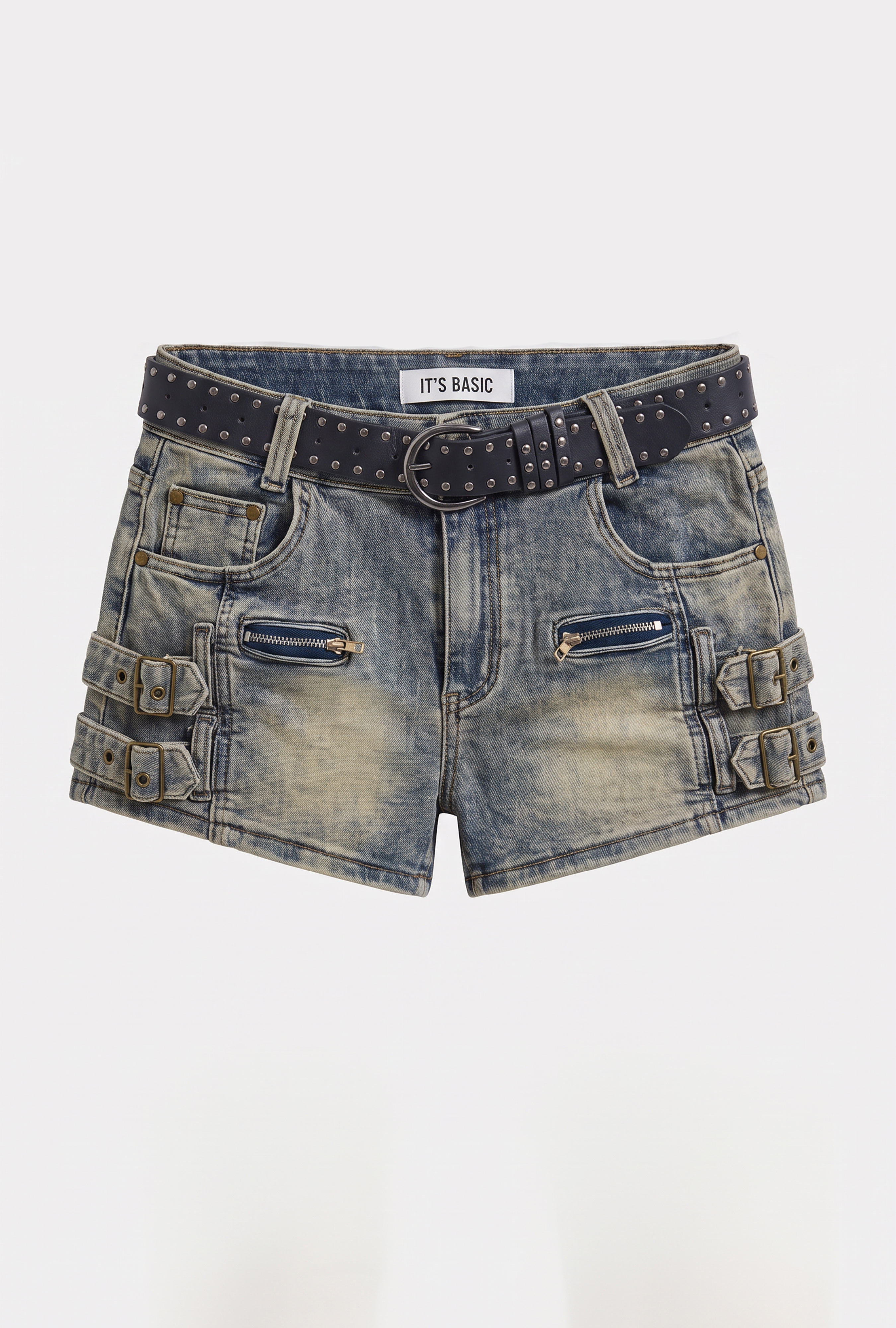 It's Basic Kadın Jean Renk Süper Mini Özel Tasarım Denim Şort