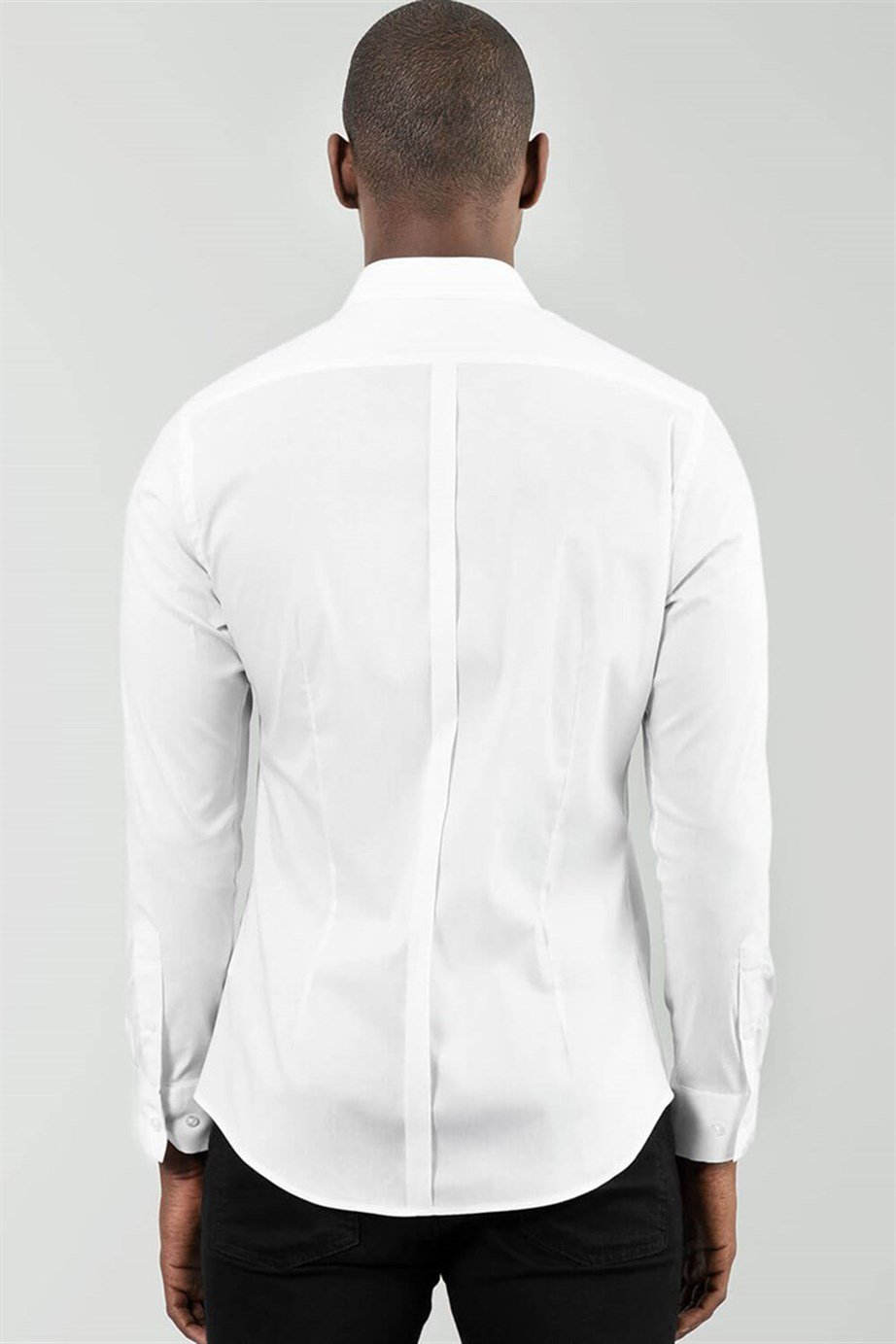 TUDORS Süper Slim Fit Pamuklu Elastanlı Erkek Beyaz Gömlek görsel 4