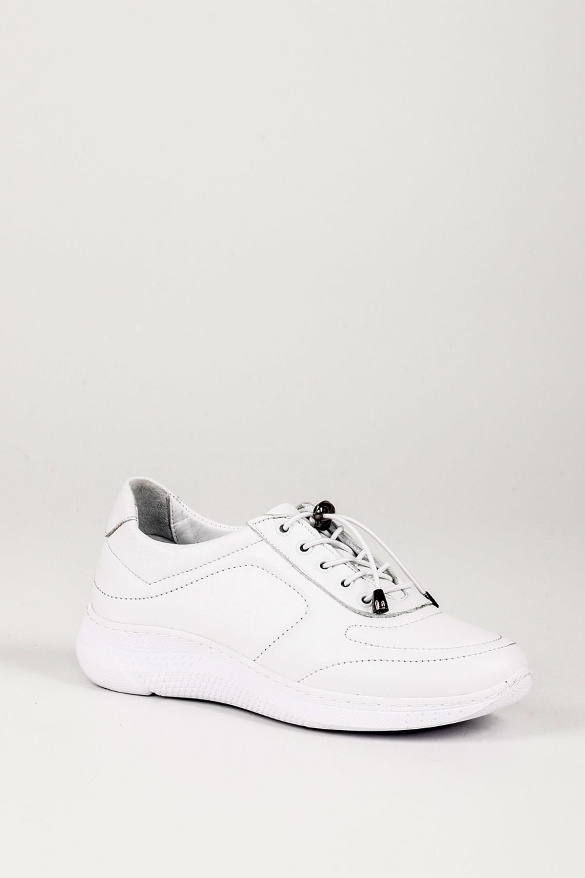 GÖNDERİ(R) Hakiki Deri Yuvarlak Burun Dolgu Taban Bağcıklı Kadın Sneaker 42320 görsel 4