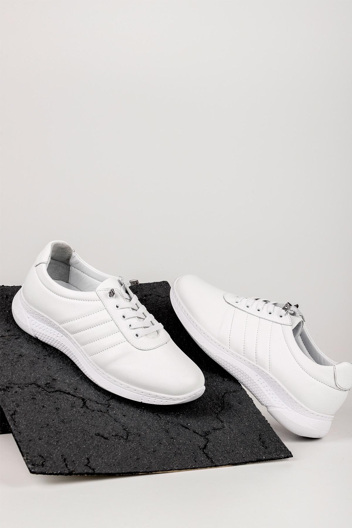 GÖNDERİ(R) Hakiki Deri Yuvarlak Burun Dolgu Taban Bağcıklı Kadın Sneaker 42215 görsel 2