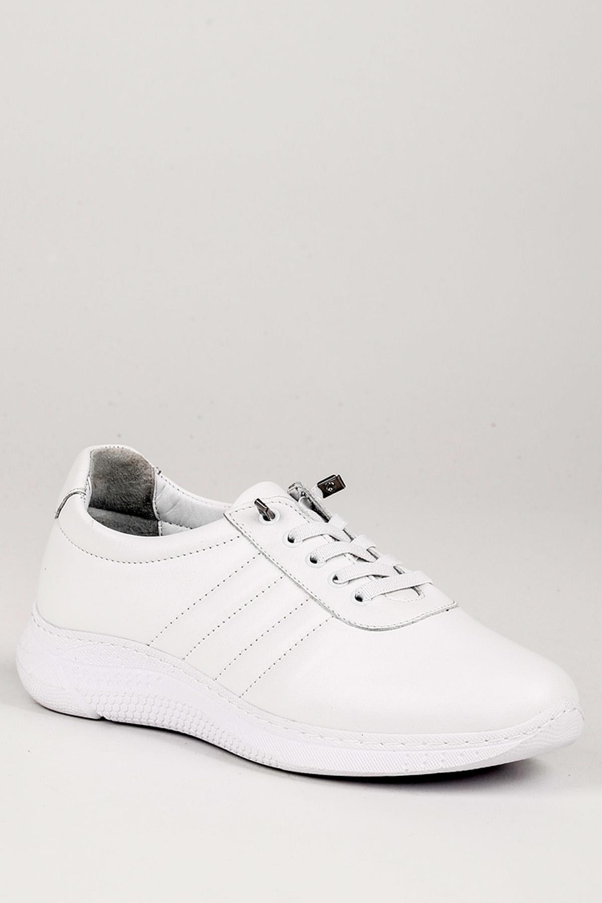 GÖNDERİ(R) Hakiki Deri Yuvarlak Burun Dolgu Taban Bağcıklı Kadın Sneaker 42215 görsel 4