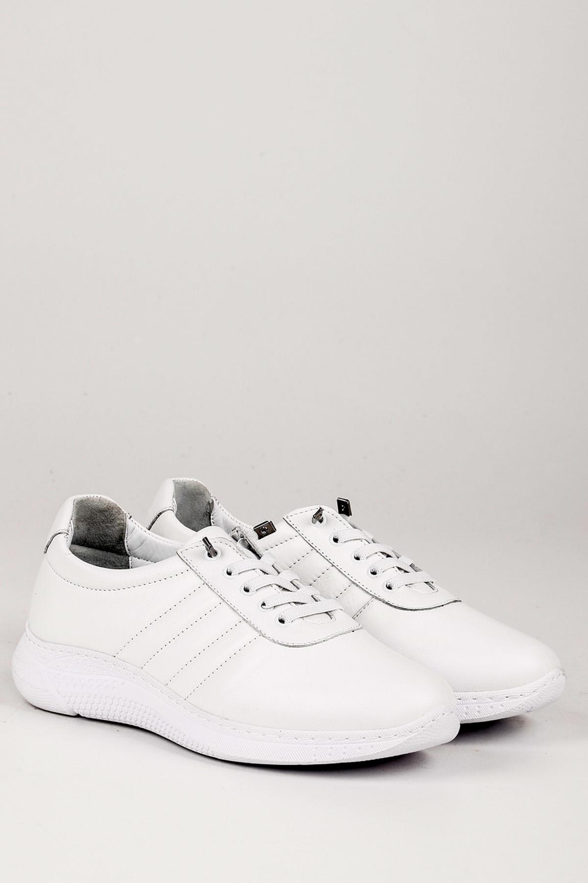 GÖNDERİ(R) Hakiki Deri Yuvarlak Burun Dolgu Taban Bağcıklı Kadın Sneaker 42215 görsel 5