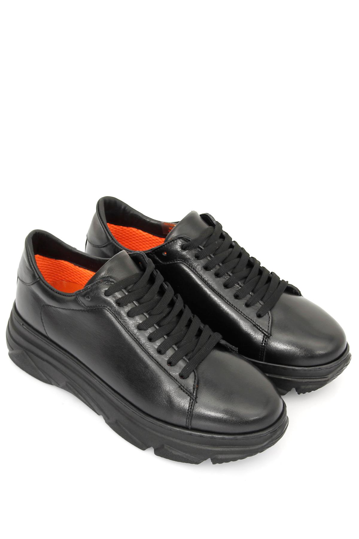 GÖNDERİ(R) Hakiki Deri Yuvarlak Burun Dolgu Taban Bağcıklı Kadın Sneaker 24166 görsel 2