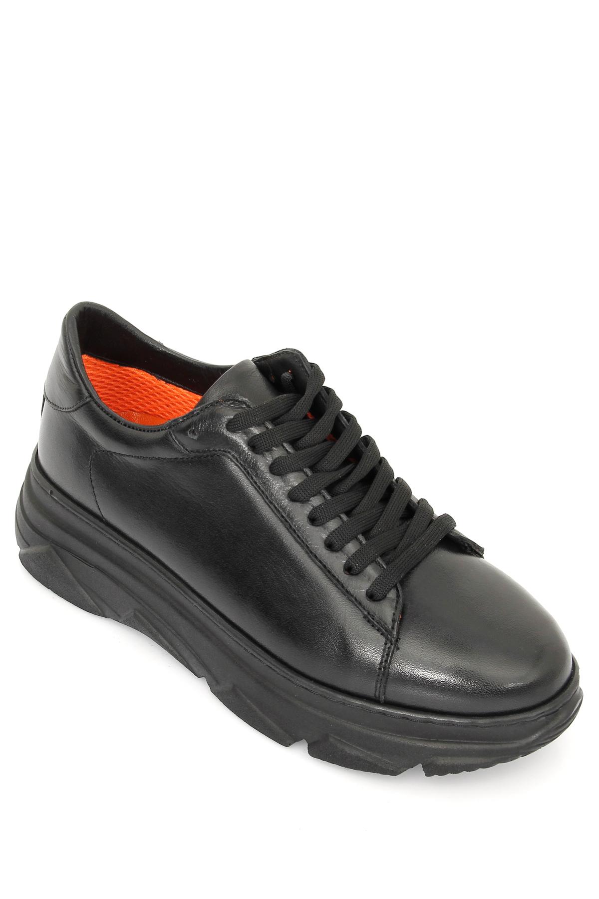 GÖNDERİ(R) Hakiki Deri Yuvarlak Burun Dolgu Taban Bağcıklı Kadın Sneaker 24166 görsel 5